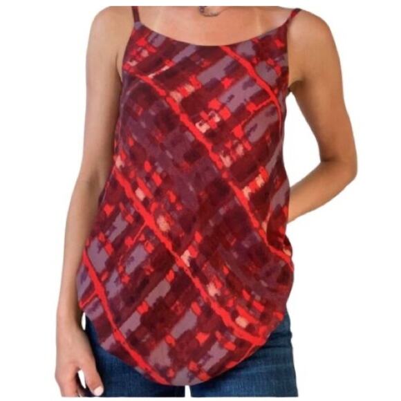 CAbi‎ Cherish Sleeveless Blouse/Tank Top Maroon Red Purple Print - L EUC - Picture 1 of 13